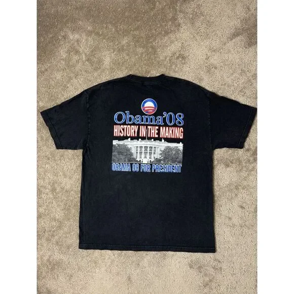 Vintage Mens Tshitr Barack Obama T-Shirt President 2008 Election Adult Tan Sz XL - Picture 4 of 6